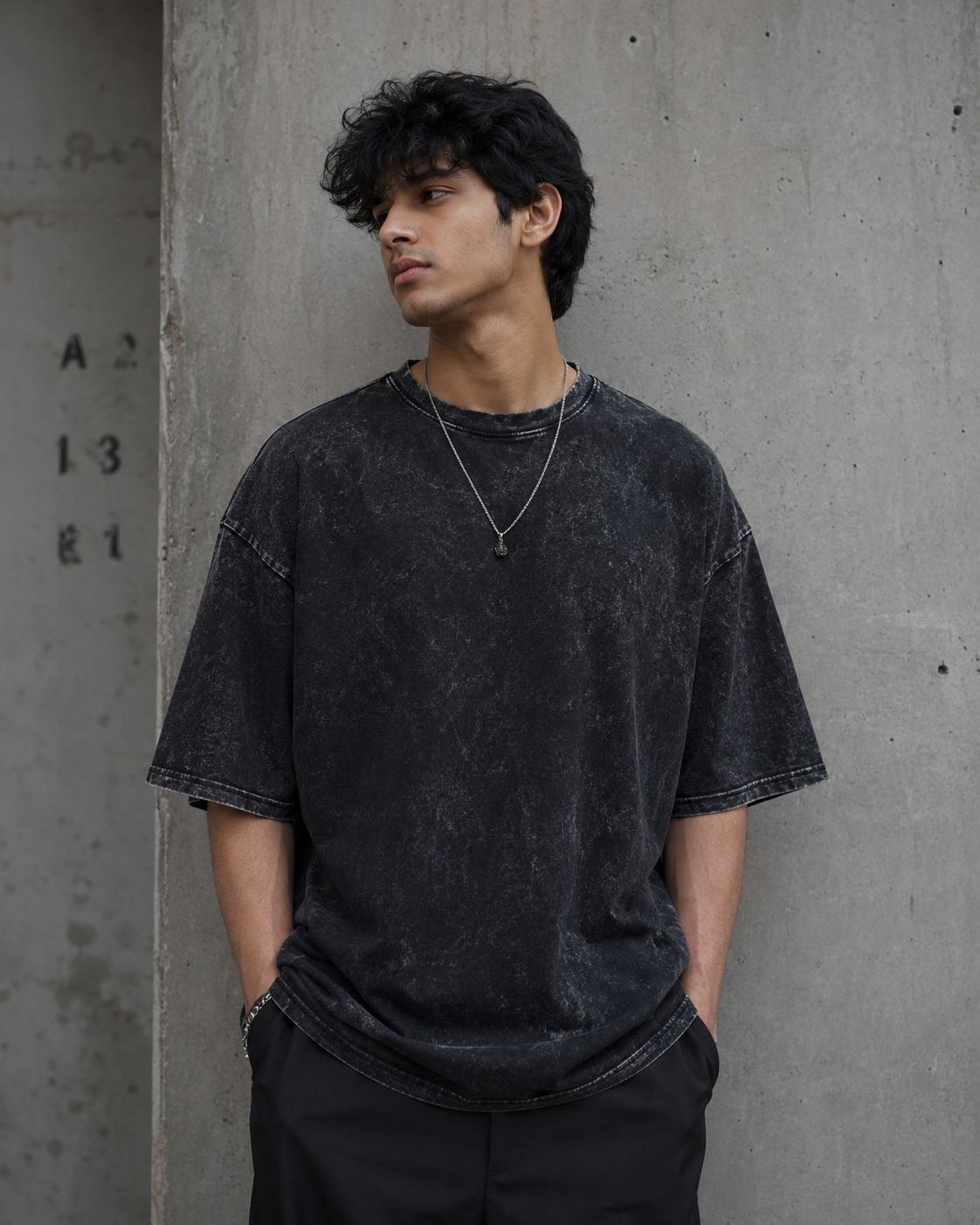 Plain Acid Washed Oversized Tee for Men