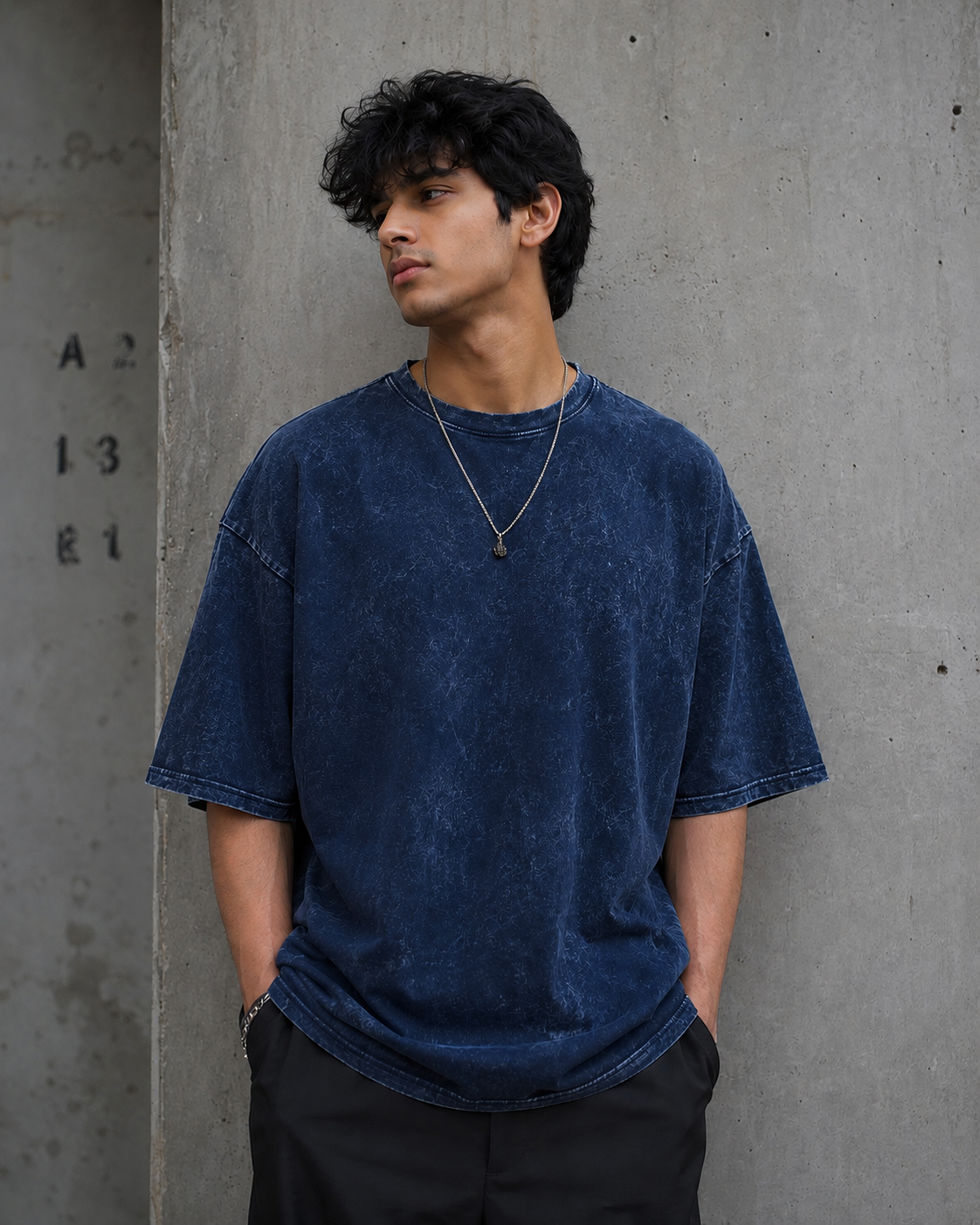 Plain Acid Washed Oversized Tee for Men