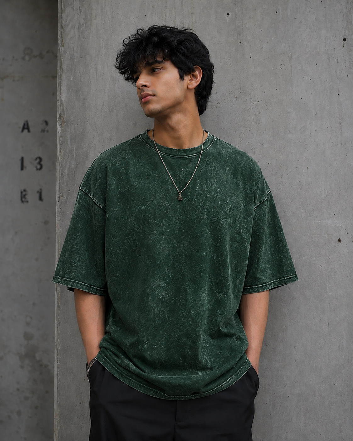 Plain Acid Washed Oversized Tee for Men