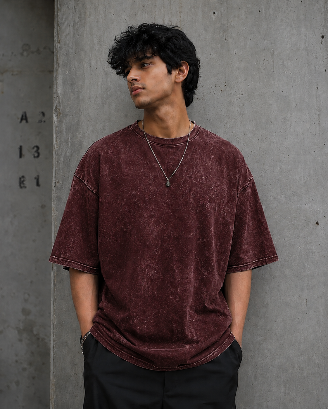 Plain Acid Washed Oversized Tee for Men