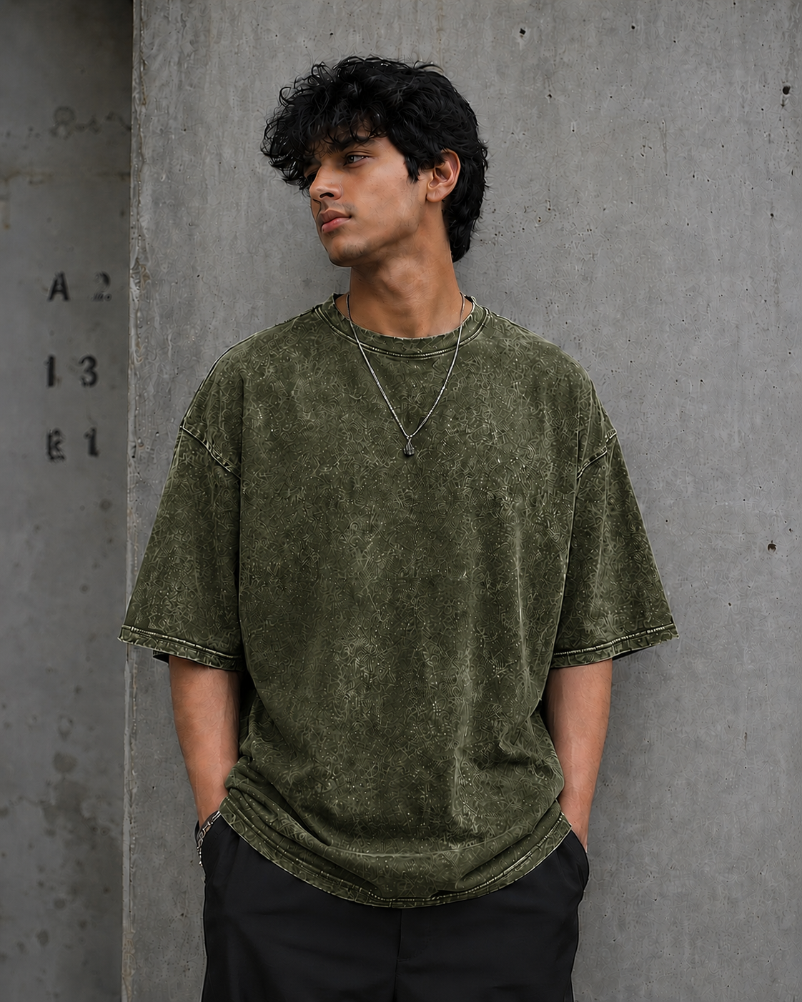 Plain Acid Washed Oversized Tee for Men